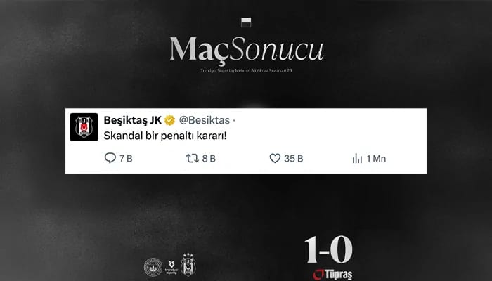 Beşiktaş’tan Kadıköy’deki penaltı kararına tepki!