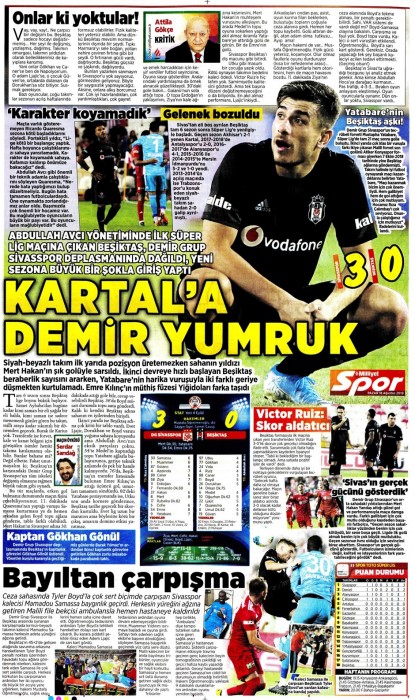 Sivasspor-Beşiktaş maçının ardından gazete manşetleri