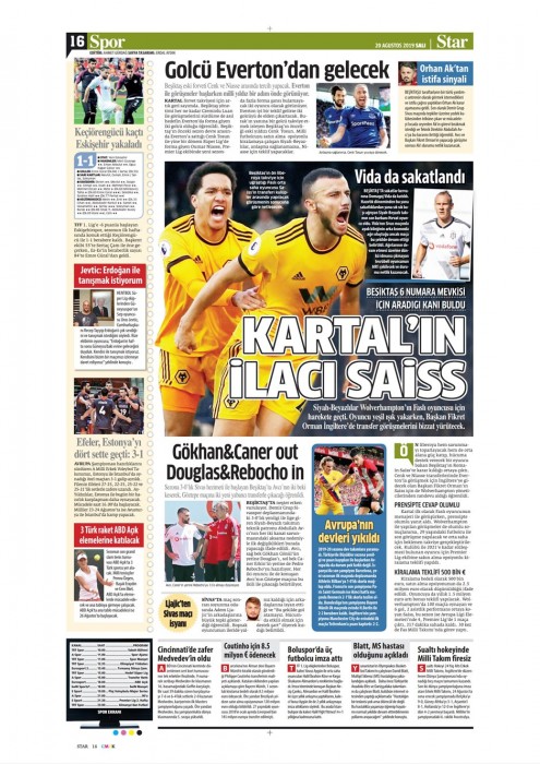 Gazetelerde günün Beşiktaş manşetleri! (20.08.2019)