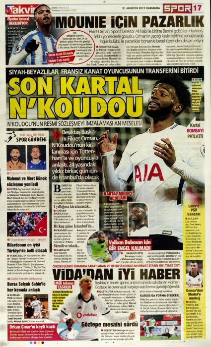 Gazetelerde günün Beşiktaş manşetleri! (21.08.2019)