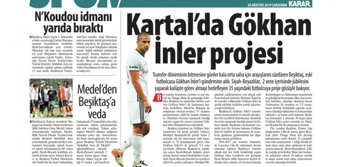 Gazetelerde günün Beşiktaş manşetleri! (28.08.2019)