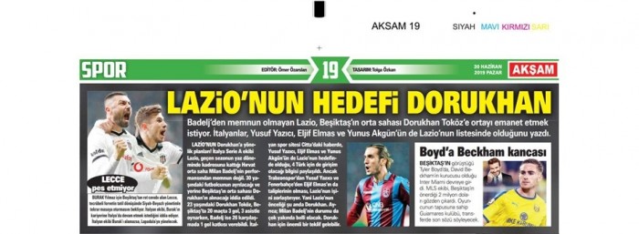Gazetelerde günün Beşiktaş manşetleri! (30.06.2019)