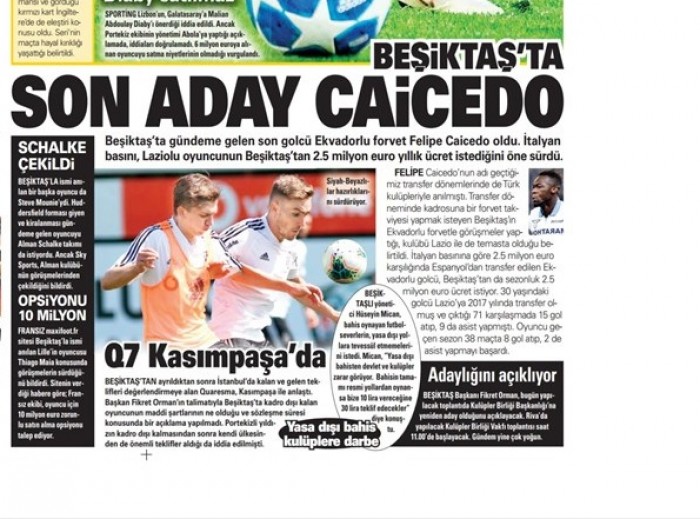 Gazetelerde günün Beşiktaş manşetleri! (29.08.2019)