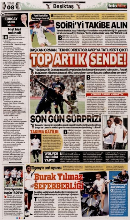 Gazetelerde günün Beşiktaş manşetleri! (07.09.2019)
