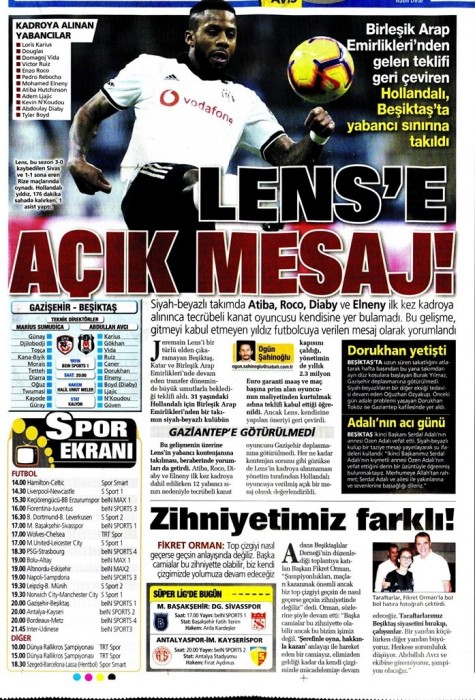 Gazetelerde günün Beşiktaş manşetleri! (14.09.2019)