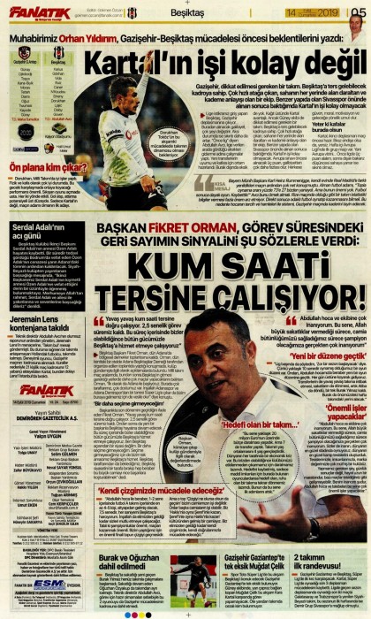 Gazetelerde günün Beşiktaş manşetleri! (14.09.2019)
