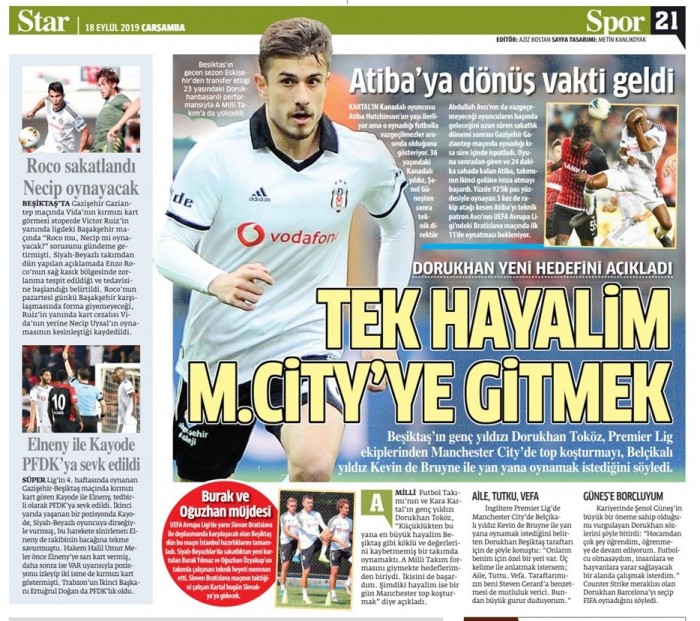Gazetelerde günün Beşiktaş manşetleri! (18.09.2019)