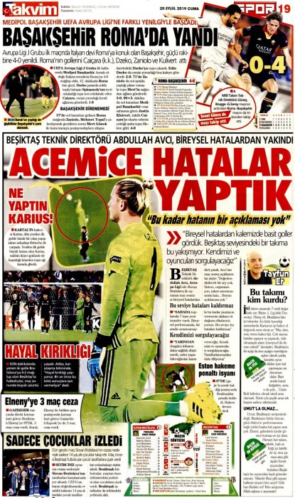 Beşiktaş'ın Slovan Bratislava maçı mağlubiyeti gazete manşetlerine böyle yansıdı!