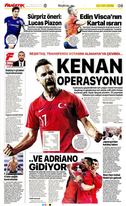 Gazetelerde günün Beşiktaş manşetleri! (02.07.2019)