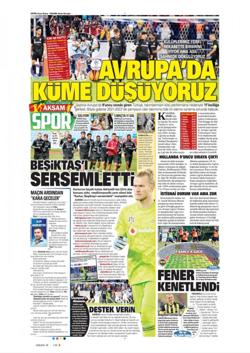 Gazetelerde günün Beşiktaş manşetleri! (21.09.2019)