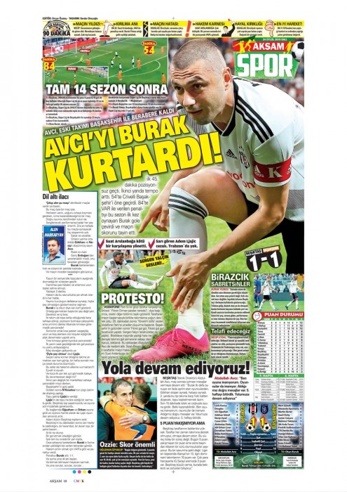 Beşiktaş-Başakşehir maçının ardından gazete manşetleri! (24.09.2019)