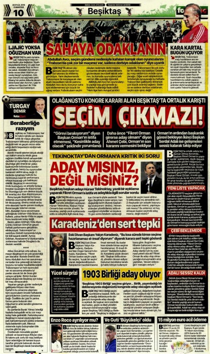 Gazetelerde günün Beşiktaş manşetleri! (28.09.2019)