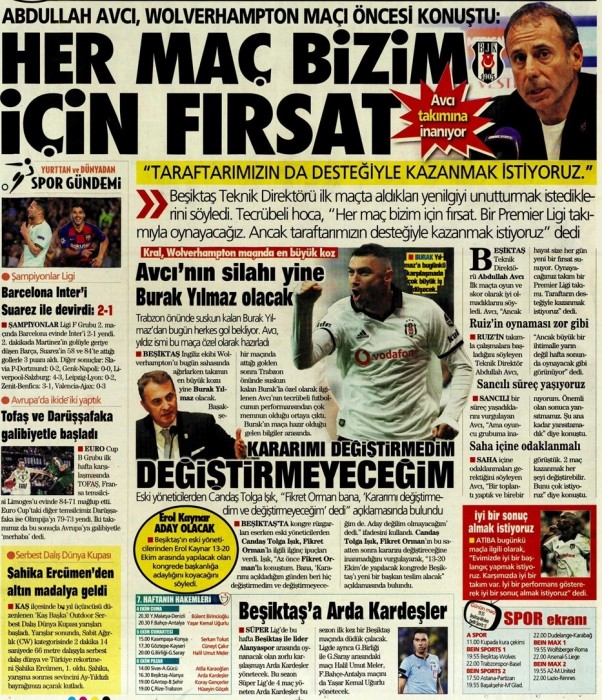Gazetelerde günün Beşiktaş manşetleri! (03.10.2019)