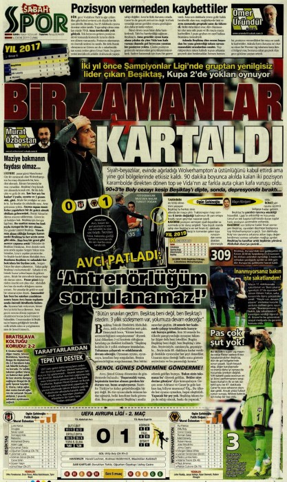 Beşiktaş-Wolves maçının ardından gazete manşetleri