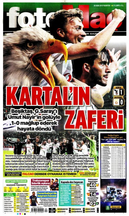 Beşiktaş'ın derbi galibiyetinin ardından gazete manşetleri!